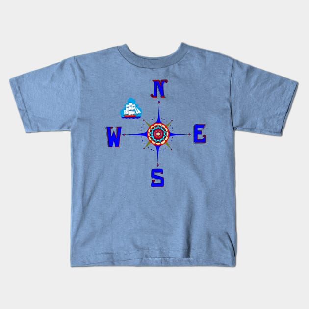 A Nautical Compass Rose Kids T-Shirt by YudyisJudy